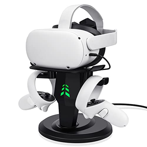 alcopanda VR Stand, Headset Charging Dock, VR Display Stand Accessories for Meta/Oculus Quest 2, PSVR 2,Rift, Rift S,Valve Index Headset and Touch Controllers