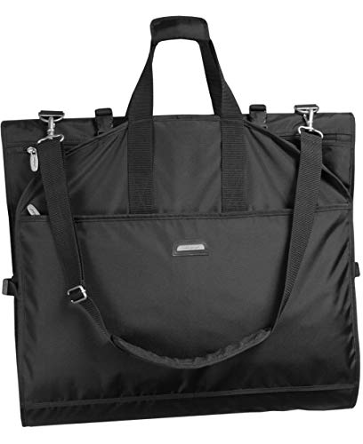 WallyBags 66” Premium Tri-Fold Carry On Destination Wedding Dress Travel Garment Bag with multiple pockets and shoulder strap