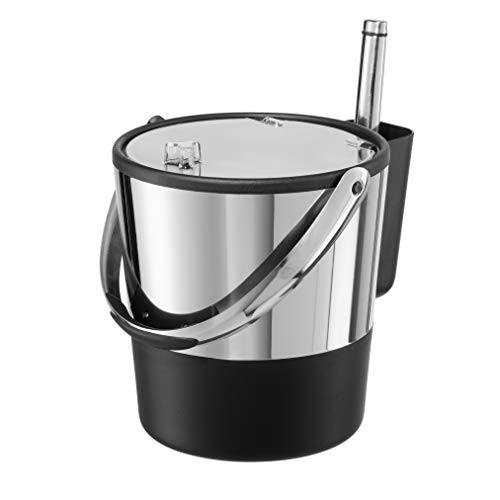 Oggi Insulated Ice Bucket, 4 Quart / 3.8 L, Stainless Steel, Black.