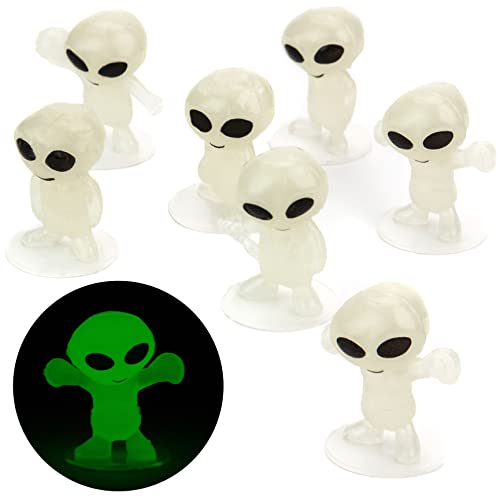 Glow in The Dark Alien Figurines for Kids - 50 Pcs Small Halloween Party Favors - Goodie Bag Fillers - Pinata Stuffers - Halloween Toys - Bulk Gifts for Kids - Vending Machine Toy - Easter Toys