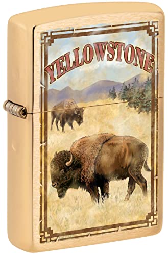 Zippo Lighter, Yellowstone National Park Buffalo - Brushed Brass 80997