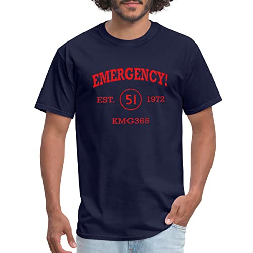 Spreadshirt Emergency Athletic Vintage Firefighting Men's T-Shirt, L, Navy