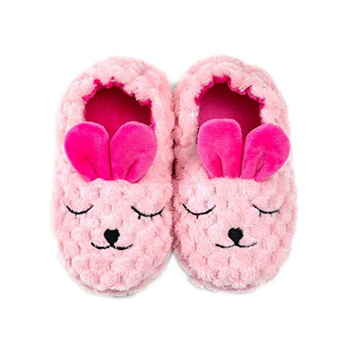 Csfry Toddler Girls' Bunny House Slippers Cartoon Warm Home Shoes Rose 9-10 Toddler