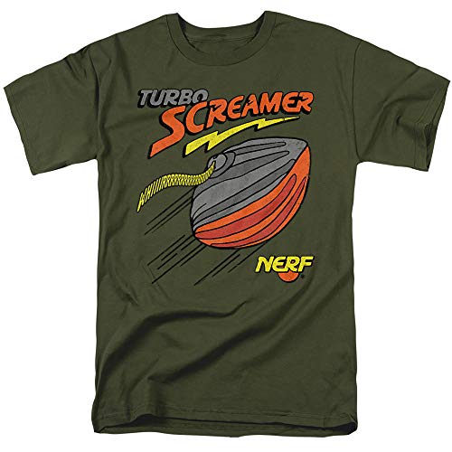 Nerf Turbo Screamer Unisex Adult T-Shirt for Men and Women, Military Green, Medium