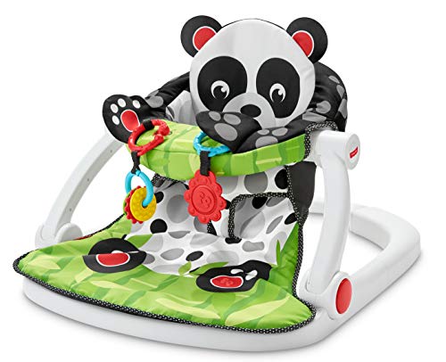 Fisher-Price Portable Baby Chair Sit-Me-Up Floor Seat with Developmental Toys and Crinkle & Squeaker Seat Pad, Panda Paws (Amazon Exclusive)