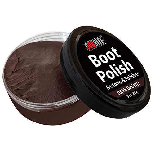 Jobsite Premium Leather Boot & Shoe Polish Cream - Restores, Conditions & Polishes - Dark Brown - 3 Oz