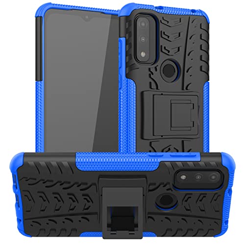 Ankoe for Moto G Pure Case, Heavy Duty Hybrid Slim Dual Layer Rugged Rubber Hybrid Hard/Soft Impact Armor Defender Protective Case with Kickstand for Motorola Moto G Pure Phone (Blue)