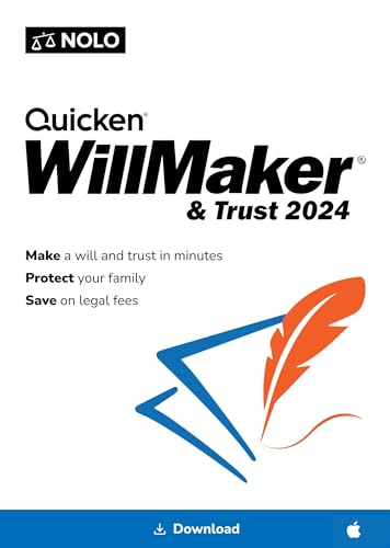 Quicken WillMaker & Trust 2024 - Mac - Estate Planning Software Includes Will, Living Trust, Health Care Directive, Financial, Power of Attorney - Legally Binding [Mac Online Code]