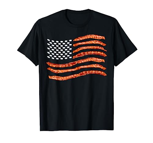 USA Bacon Flag | Cute US Dried Pigs Funny 4th Of July Gift T-Shirt