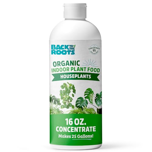 Back to the Roots Natural & Organic Indoor Plant Food (16oz Value Size - 95 Feeds!), Great for Houseplants, Low Odor, Vegan, Easy to Apply Liquid Formula