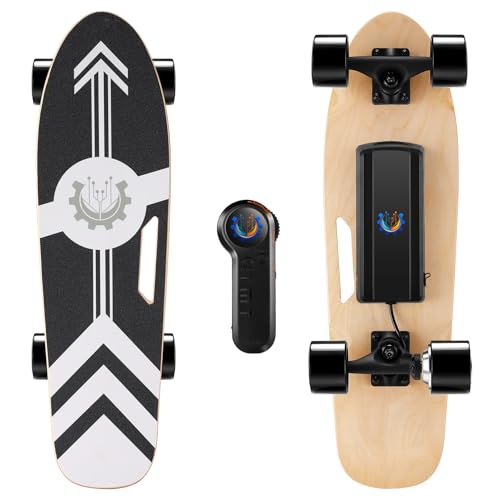 CAROMA 350W Electric Skateboards for Adults Teens, 27.5' 7 Layers Maple Electric Longboard with Remote, 12.4 MPH Top Speed, 8 Miles Max Range, 220lbs Max Load E Skateboard