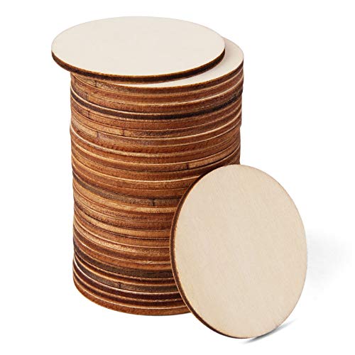 Arroyner 2' Small Wood Circles Round Wood Discs DIY Unfinished Round Blank Wooden for Crafts, School Project, Decoration 120 Pieces
