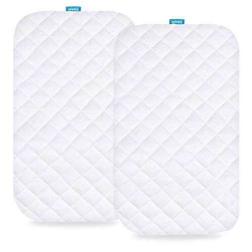 Waterproof Bassinet Mattress Pad Cover Compatible with Baby Delight Beside Me Dreamer Bassinet, 2 Pack, Ultra Soft Viscose Made from Bamboo Terry Surface, Breathable and Easy Care
