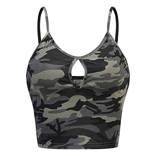 Aniywn Women's Short Crops Camisole Vest T-Shirt Sleeveless Ladies Camouflage Print Tank Tops Blouse