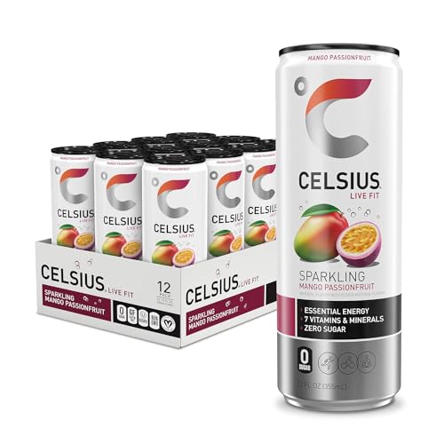CELSIUS Sparkling Mango Passionfruit Functional Essential Energy Drink, 12 Fl Oz (Pack of 12)