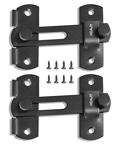 HDAJY 2pcs Door Latch Lock, Upgrade Barn Door Lock Gate Latch, Pertain Gate Latch for Outdoor Fence, Gate Latches for Wooden Gates, Black