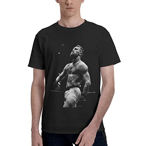 Conor Boxer McGregor World Boxing Champion Men T Shirt Cotton Sleeve Crewneck T-Shirt Classic Graphic Tees Clothes Top Black Large
