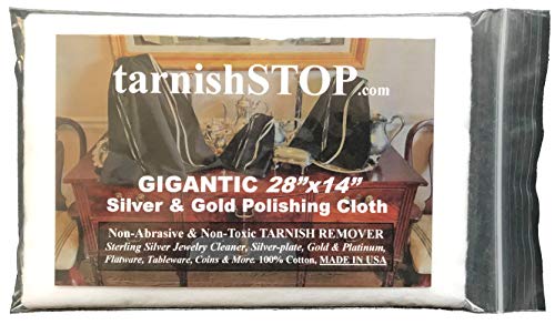 TarnishSTOP, USA Made, Gigantic 28'x14' Eco-Friendly & Unscented 100% Cotton Polishing Cleaning Cloth for Silver, Gold, Platinum, Coins - Keeps Your Jewelry Gleaming
