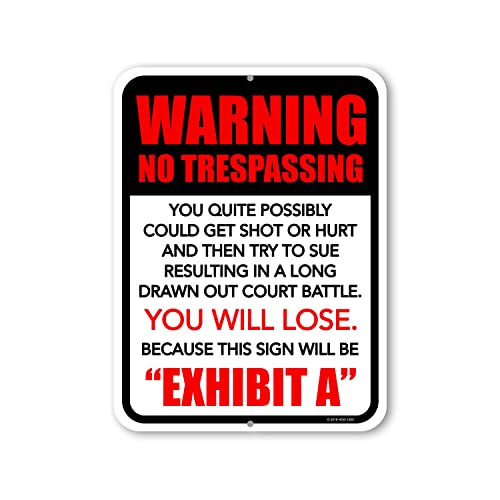 Honey Dew Gifts, Warning No Trespassing You Quite Possibly Could Get Shot, 9 Inches by 12 Inches, Trespassers Will Be Shot Sign, Metal No Trespassing Signs, Warning Sign, HDG-1305