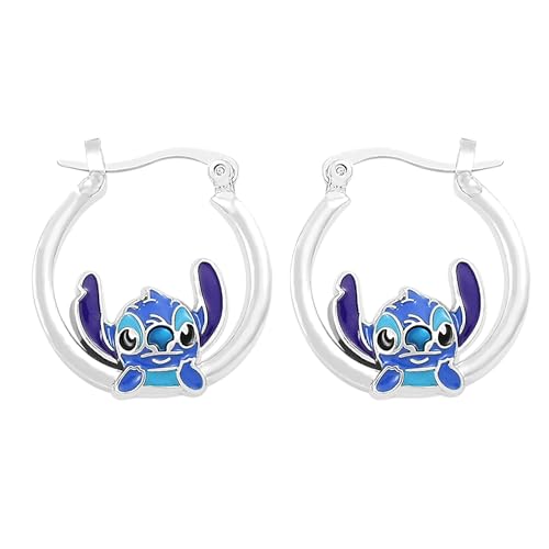Quixarra Stitch Earrings for Women Trendy, Lilo and Stitch Gifts Girls Hypoallergenic Stitch Stuff Lightweight Statement Hoop Earring Daughter Granddaughter Birthday Gift