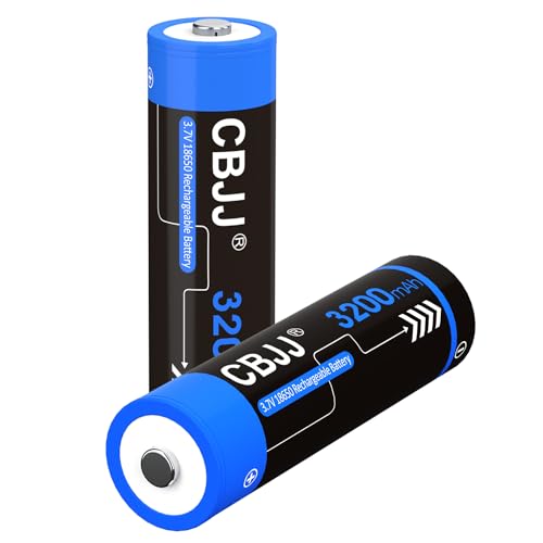 CBJJ 3.7 Volt 18650 Rechargeable Battery, 3200mAh 3.7V Battery Button Top High Capacity Batteries for Flashlight, Toys