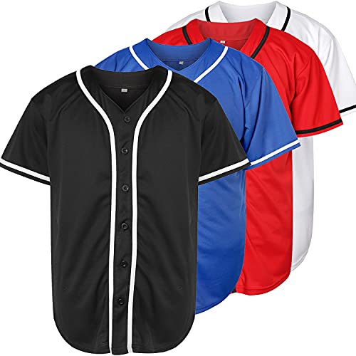 Phoneutrix Blank Plain Hip Hop Hipster Baseball Jersey Button Down Shirts Sports Uniforms Men Women Jersey (Black, Large)
