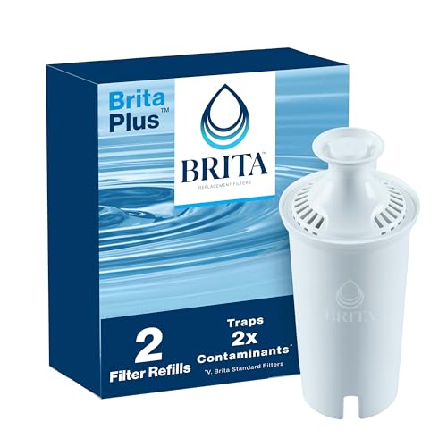 BritaPlus Water Filter, High Density Replacement Filter for Pitchers and Dispensers, Made Without BPA, 2 Count