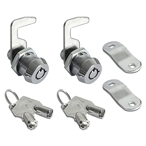 2 Pack Toolbox Lock 5/8' Tubular Cam Replacement Lock Hook Cam Keyed Alike with 4 Keys