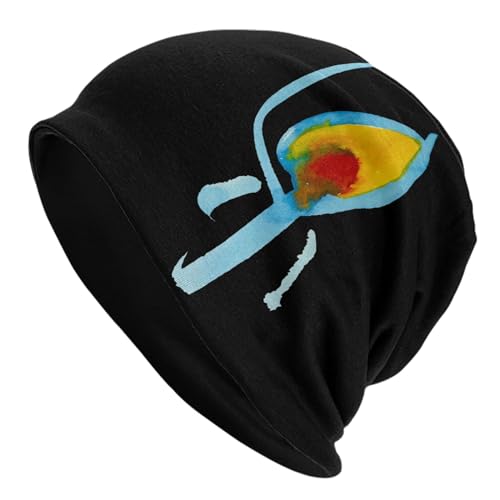 LOUNDY Nujabes Knit Hat Cuffed Beanie Hat Pullover Hat for Men and Women Slouchy Printed Skull Cap Black