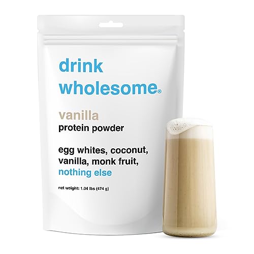 drink wholesome Vanilla Egg White Protein Powder | for Sensitive Stomachs | Easy to Digest | Gut Friendly | No Bloating | Dairy Free Protein Powder | Lactose Free Protein Powder | 1.03 lb