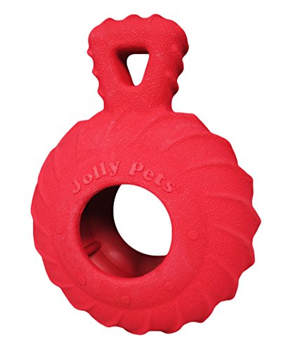 Jolly Pets Tuff Treader Dog Toy with Handle, 6 Inches, Red, Model:JTR23, All Breed Sizes