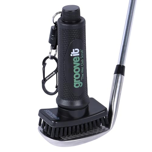 Grooveit 'The Wet Club Scrub Golf Water Brush - 3 Year Warranty - Anti-Leak Design - Magnetic Brush with Nylon-Bristle Head - Patented Pump for Easy Cleaning - Wide Cleaning Coverage - Long Lasting