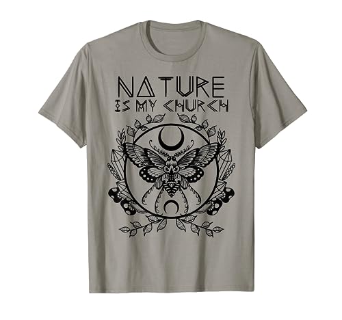 Nature Is My Church Shirt Moon Moth Witchcraft Wiccan Witch T-Shirt