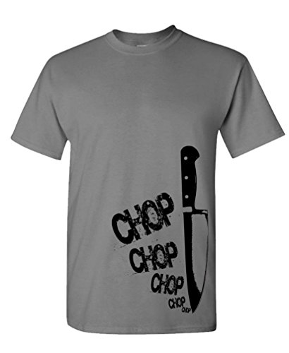 Chefs Knife chop chop - Cook Gourmet Foodie - Mens Cotton T-Shirt, M, Charcoal