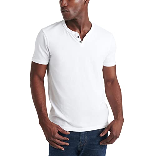 Lucky Brand mens Venice Burnout Notch Neck Tee T Shirt, Bright White, Medium US