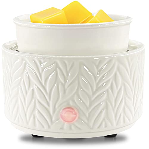 EQUSUPRO Wax Melt Warmer for Scented Wax Melts 3-in-1 Electric Ceramic Candle Wax Warmer Burner Fragrance Wax Melter for Home Office Bedroom Gift & Decor (Leaf)