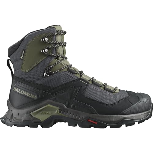 Salomon Men's QUEST ELEMENT GORE-TEX Leather Hiking Boots for Men, Black / Deep Lichen Green / Olive Night, 9.5