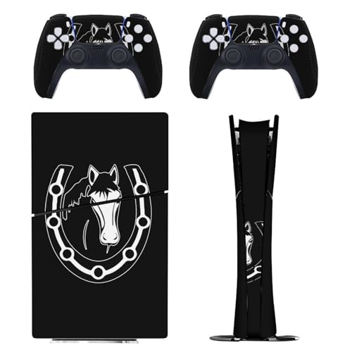 Horse Horseshoe Personalized P-S-5 Decal Stickers Cover Skin Full Wrap Face Plate Stickers Compatible with P-S-5 Slim Digital Version