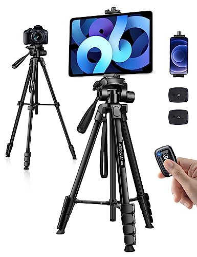 JOILCAN Phone Tripod Stand, 68' Tripod for iPad iPhone Tablet with Remote Universal Holder Carry Bag, Travel Aluminum Tripod for Video Recording Photos Vlogging Compatible with iPad Pro iPhone Camera