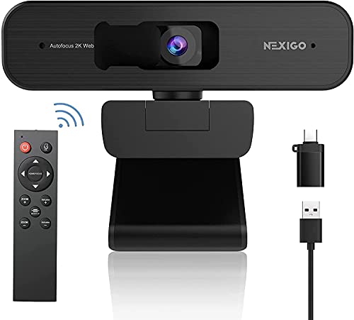 NexiGo Zoom Certified, N940P 2K Zoomable Webcam with Remote and Software Controls | Sony Starvis Sensor | 1080P@ 60FPS | 3X Zoom in | Dual Stereo Microphone, for Zoom/Skype/Teams/Webex (Black)