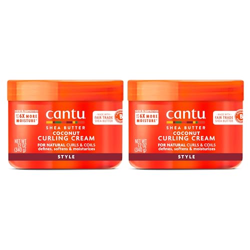 Cantu Coconut Curling Cream for Natural Hair with Pure Shea Butter, 12 oz (Pack of 2)