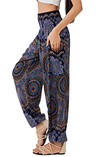 Joob Joob Boho Pants for Women - Hippie Harem Pants Women - Womens Yoga Pants – Comfy Bohemian Flowy Hippie Clothes - Midnight Large