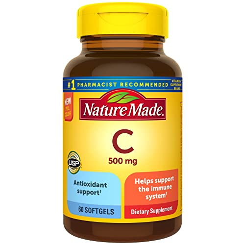 Nature Made Vitamin C 500 mg, Dietary Supplement for Immune Support, 60 Softgels, 60 Day Supply