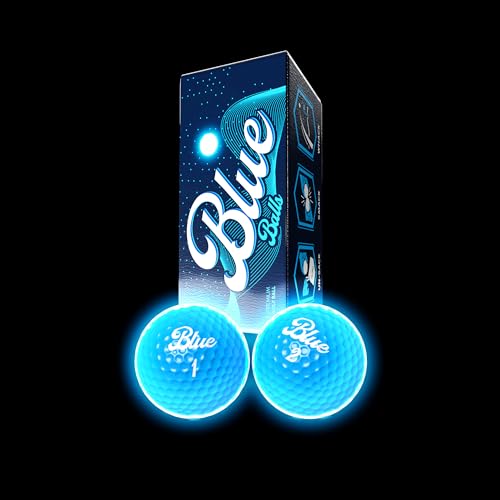 Blue Balls Premium LED Light Up Golf Balls | Glow in The Dark Golf Balls | Night Golf Balls | Golf Funny Golf Gift | Bachelor Party - Father's Day - Birthday - Retirement | 2 Pack…