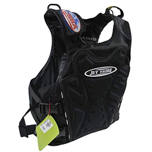 Jettribe RS-16 Side-Entry Impact Vest - Black with Integrated Impact Chest Protection - Professional Competition-Grade Jet Ski Racing Boating Vests for Ultimate Safety and Performance