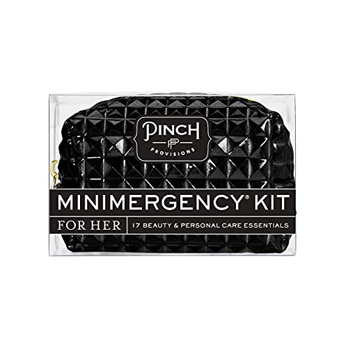 Pinch Provisions Minimergency Kit, Includes 17 Travel-Sized Cosmetic Essentials, Convenient for Purses, Emergency Beauty Accessories, Gifts for Holiday’s & Birthday’s, Edge Black