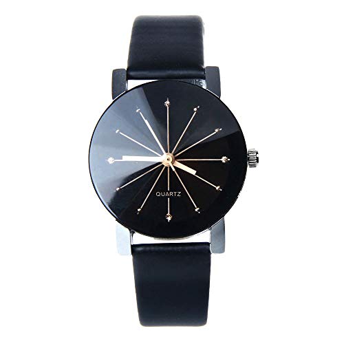 Bokeley Watch, Mens Watch, 1PC Men Quartz Dial Clock Leather Wrist Watch Round Case (A) (Black)
