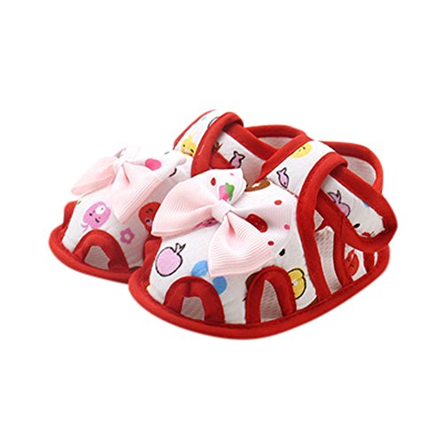 WUAI-Baby Shoes Infant Boys Girls Summer Sandals Rubber Sole Anti-Slip Sneakers Prewalkers First Walker Crib Shoes(Red,0~6 Month)