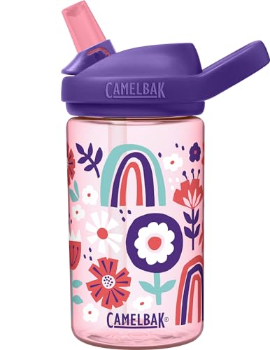 CamelBak Eddy+ 14oz Kids Water Bottle with Tritan Renew – Straw Top, Leak-Proof When Closed, Floral Collage