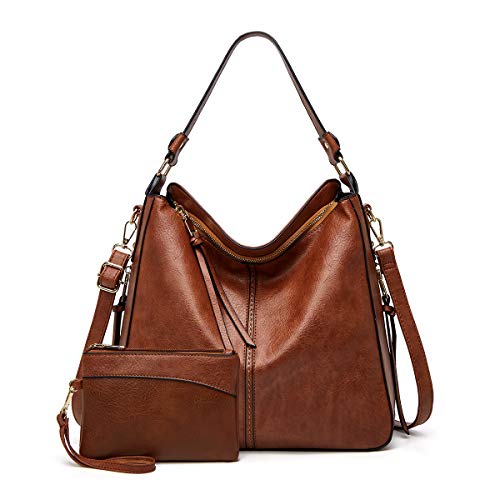 Hobo Bags for Women Vegan Leather Crossbody Bucket Purse Large Top Handle Shouler Purses and Handbags Brown